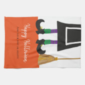 ウィッチレッグハッピーハローウィン パーソナライズされた キッチンタオル (横)