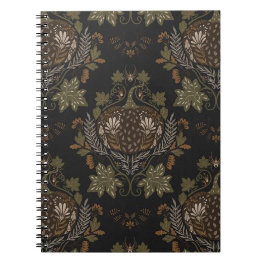 ウィッチングつる植物民俗的ハロウィンカボチャ模様 ノートブック (正面)
