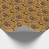 ウィッチングつる植物民俗的ハロウィンカボチャ模様 ラッピングペーパー (角)