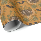 ウィッチングつる植物民俗的ハロウィンカボチャ模様 ラッピングペーパー (ロールコーナー)