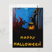 ウィッチングアワーブラックキャットこうもりカルドロン ポストカード (正面/裏面)