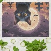 ウィッチング時間のヒゲ – Black Cat キッチンタオル (折り畳み)