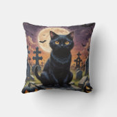 ウィッチング時間のヒゲ – Black Cat クッション (裏面)