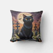 ウィッチング時間のヒゲ – Black Cat クッション (正面)
