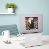 ウィッチング時間のヒゲ – Black Cat シール (デスク上のノートパソコン)