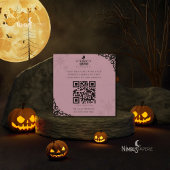 ウィッチーなラベンダーのハロウィンQRコードカード スクエア名刺