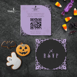 ウィッチーなラベンダーのハロウィンQRコードカード スクエア名刺