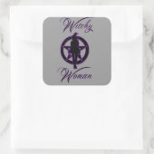 ウィッチーな女性のシルエットと星形五角形 スクエアシール (バッグ)