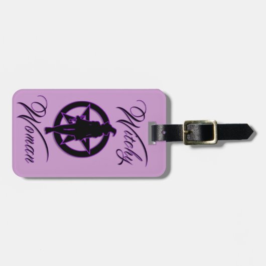 ウィッチーな女性のシルエットと星形五角形 ラゲッジタグ (正面横)