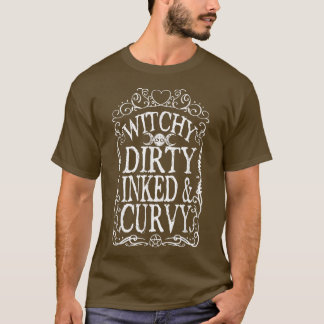ウィッチーな汚れたインクと湾曲 Tシャツ