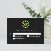 ウィッチーな緑の輝き ゴシックウェディング RSVP カード (スタンド正面)