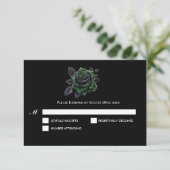 ウィッチーな緑の輝き ゴシックウェディング RSVP カード (スタンド正面)