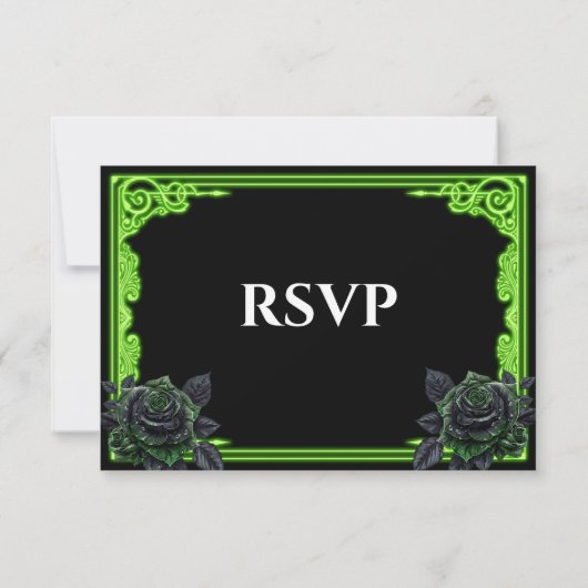 ウィッチーな緑の輝き ゴシックウェディング RSVP カード (裏面)