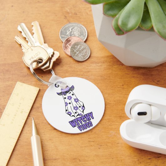 "ウィッチーな雰囲気"ハロウィーンウィッチ幽霊パープル キーホルダー (デスク)
