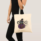 ウィッチーな雰囲気 | WiTch Black CatとJack-O-Lantern トートバッグ (正面(商品))