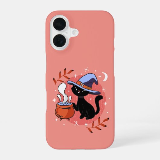 ウィッチーな黒猫  iPhone 16ケース (裏面)