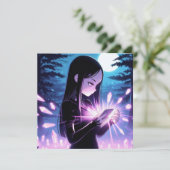 ウィッチーをテーマにした誕生日パーティー招待状 カード (スタンド正面)