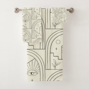 ウィッチーアイランドスケープアーチライン（黒）  バスタオルセット