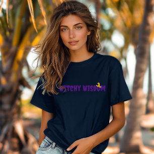 ウィッチーウィズウィズウィズウィズハロウィーンハットパープルタイポグラフィ Tシャツ