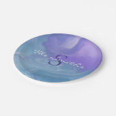 ウィッチーウォーターカラーパープルとティール（緑がかった色）名前をカスタムする ペーパープレート (アングル)