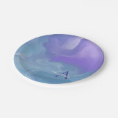 ウィッチーウォーターカラーパープルとティール（緑がかった色）名前をカスタムする ペーパープレート (アングル)