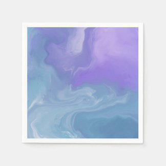 ウィッチーウォーターカラーパープルとティール（緑がかった色）暗フェミニン色 スタンダードカクテルナプキン