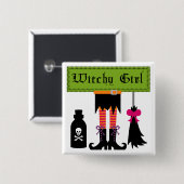 ウィッチーガールハロウィーンTシャツ&ギフト 缶バッジ (正面&裏面)