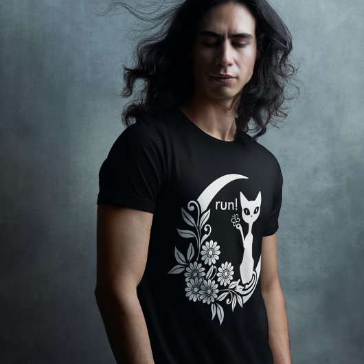 ウィッチークレセントムーンゴシックエステティックキャット Tシャツ