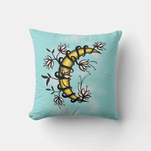 ウィッチークレセントムーンフローラウィッカ信者 クッション (正面)