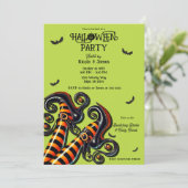 ウィッチーグリーンオレンジブラックレッグハローウィンパーティ 招待状 (スタンド正面)