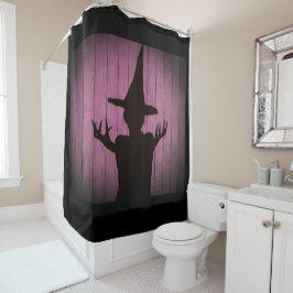 ウィッチーシルエット黒と紫 シャワーカーテン