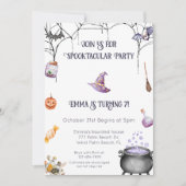 ウィッチースポックタキュラハロウィーン誕生日招待 招待状 (正面)