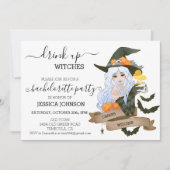 ウィッチーズ・バチェロレッテ・パーティー・ハロウィン 乾杯 招待状 (正面)