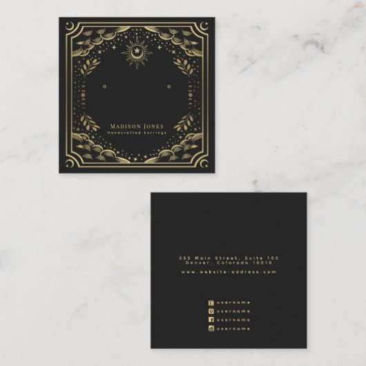 ウィッチータロットカードスタッドイヤリングディスプレイ スクエア名刺 (正面/裏面)