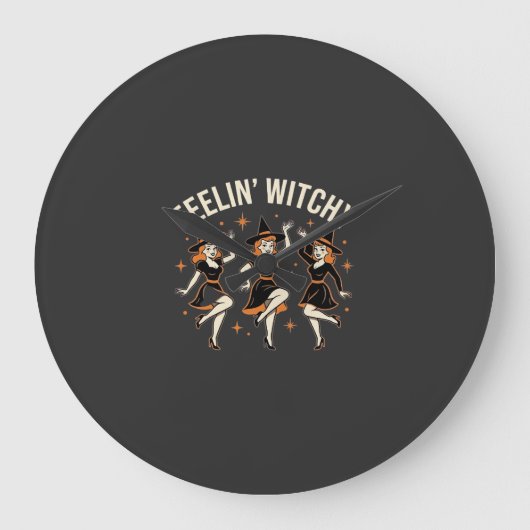 ウィッチーダンスで魔法のハロウィン ラージ壁時計 (正面)
