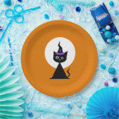 ウィッチーハロウィーンキャット ペーパープレート (パーティー)