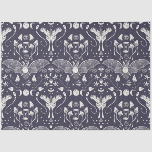 ウィッチーハロウィーン自然パターンマッシュルームモスこうもり 薄葉紙 (正面)