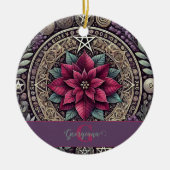 ウィッチーパーソナライズされたポネステチアペンタグラムマンダラ セラミックオーナメント (正面)