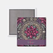 ウィッチーパーソナライズされたポネステチアペンタグラムマンダラ マグネット (正面/裏面)