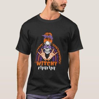 ウィッチーママレインボーデザインforハロウィンおもしろいSku Tシャツ