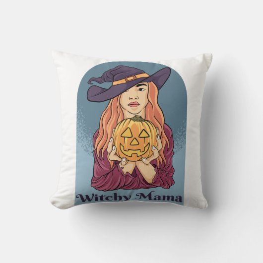 ウィッチーママ幽霊面白いハロウィーングルーヴィ クッション (正面)