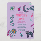 ウィッチーワンハロウィーン誕生日招待状 招待状 (正面/裏面)