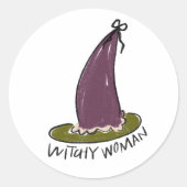 ウィッチー図解入りの、写真付きのウィメンパープルウィッチハット ラウンドシール (正面)