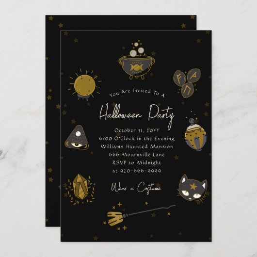 ウィッチー大人ハローウィンパーティ招待状 招待状 (正面/裏面)