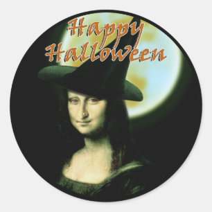 ウィッチー女性モナリサハロウィーン ラウンドシール