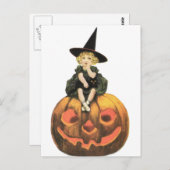 ウィッチー女性ヴィンテージハロウィーン ポストカード (正面/裏面)
