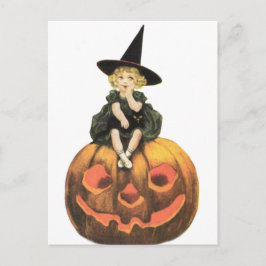 ウィッチー女性ヴィンテージハロウィーン ポストカード