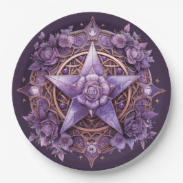 ウィッチー星形五角形パーティープレート – パープルバラデザイン ペーパープレート