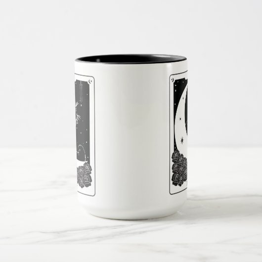 ウィッチー神秘的な猫のタロットカード白黒マグカップ マグカップ (中央)