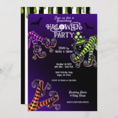 ウィッチー脚ビーチングパープルハローウィンパーティ 招待状 (正面/裏面)